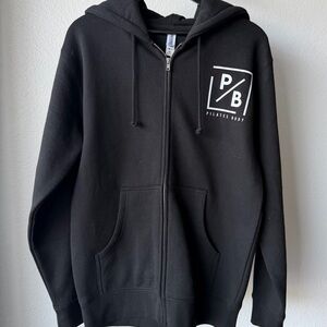 Black Zip-Up Hoodie with Logo